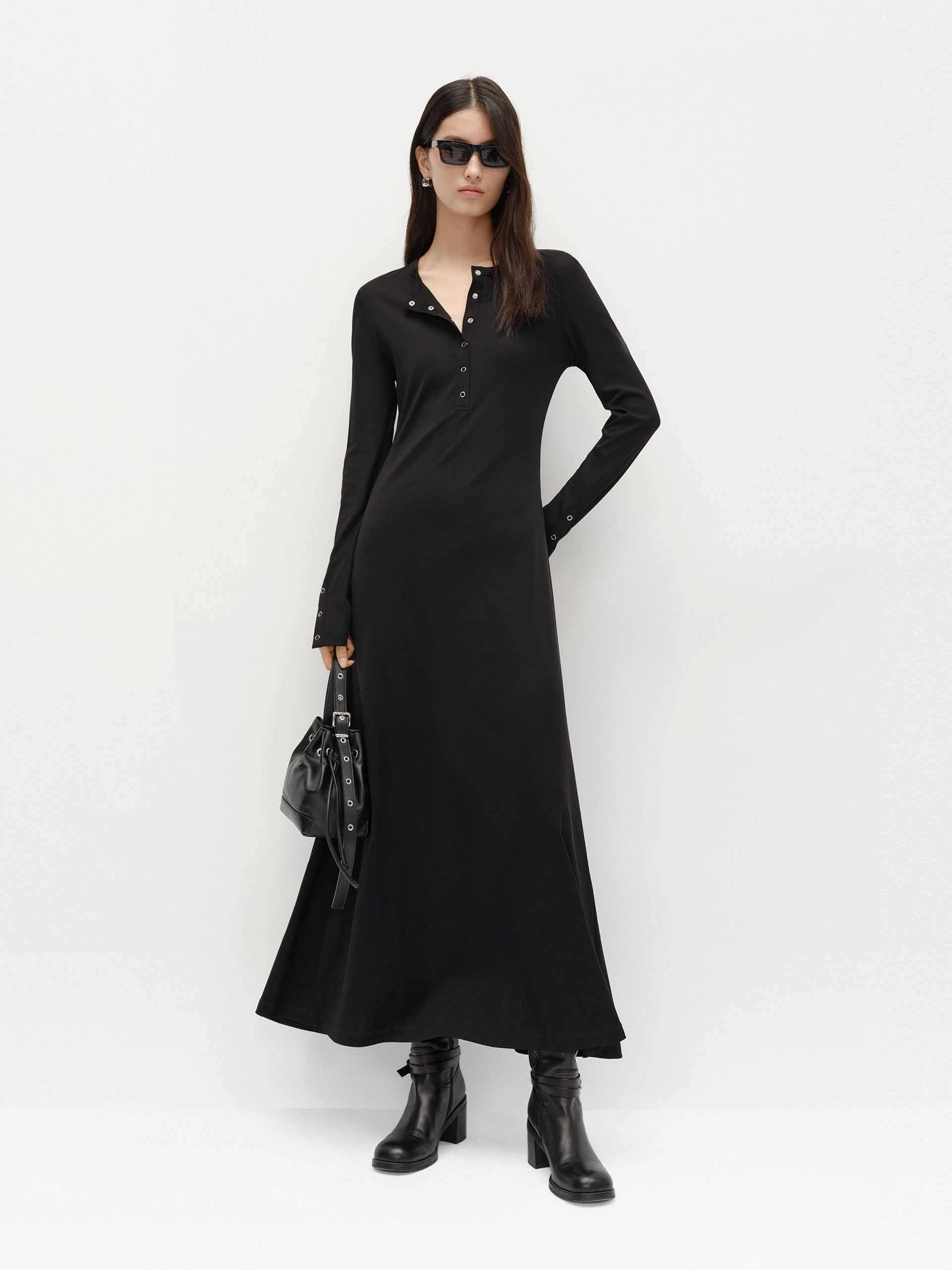 Cotton Blend Maxi Dress Asymmetrical hem All-Purpose Wear