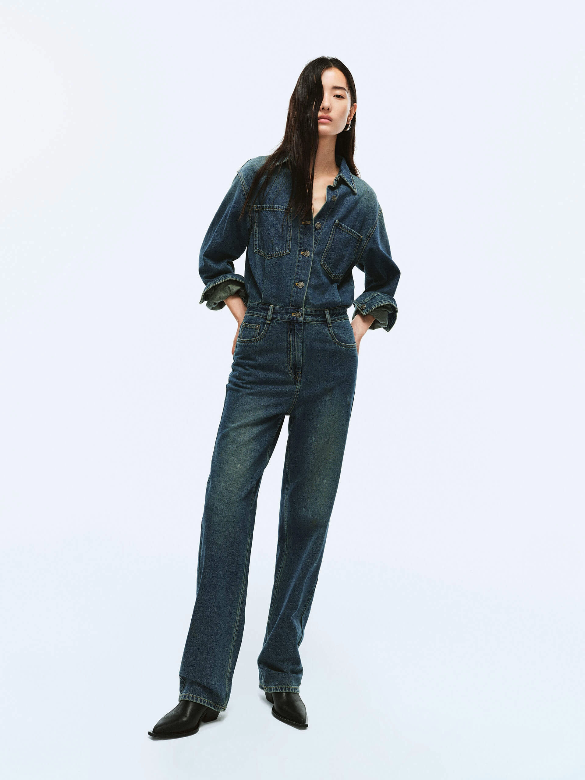 Loose Fine Sharp Youth Cotton Denim Jumpsuit