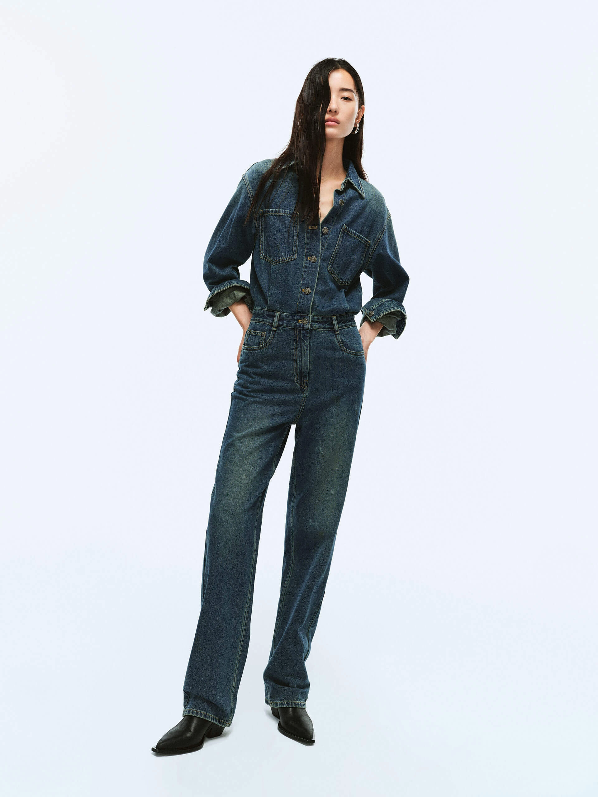 Cotton Denim Jumpsuit Casual Adult