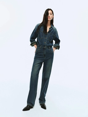 Cotton Denim Jumpsuit Casual Adult