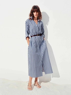 Cotton Striped Shirt Dress Walkable Flow