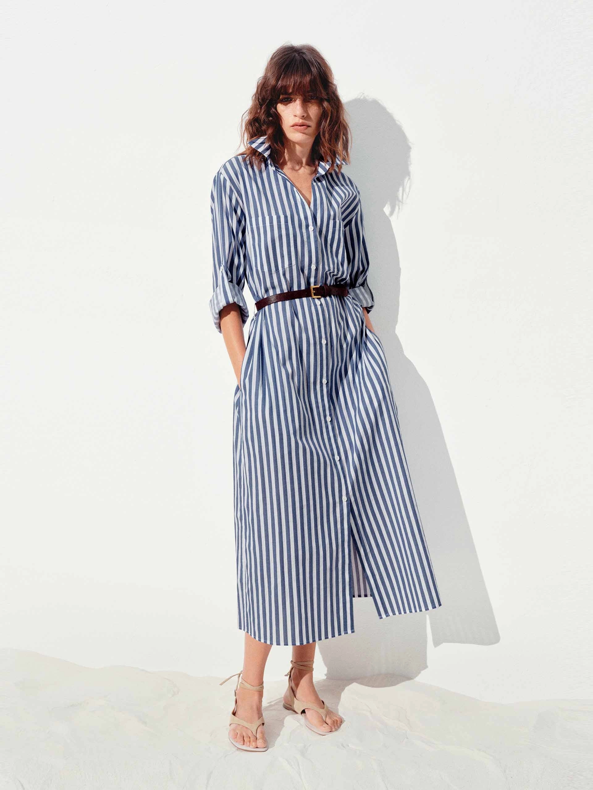 Cotton Striped Shirt Dress Walkable Flow