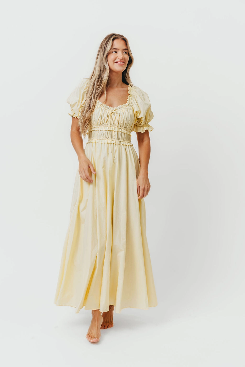 Sydnee Cotton Maxi Dress in Butter Yellow - Bump Friendly Chic and Elegant Life Soft