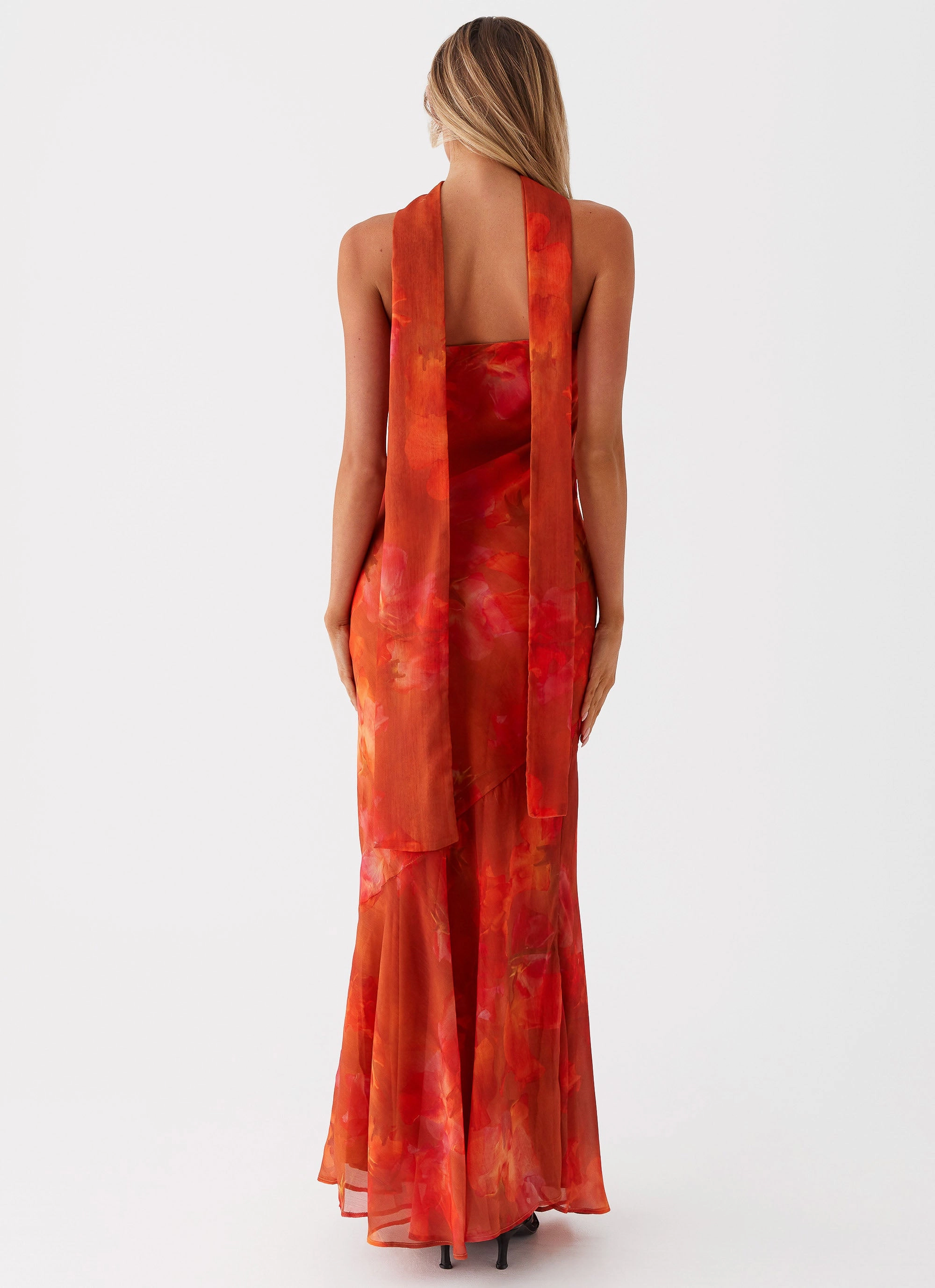 Flowing Lines Under The Pagoda Maxi Dress - Amber