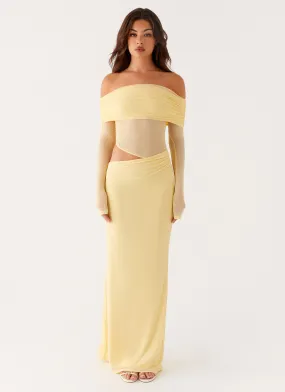 Emery Maxi Dress - Yellow Everyday Comfort Wear Jewel Accent