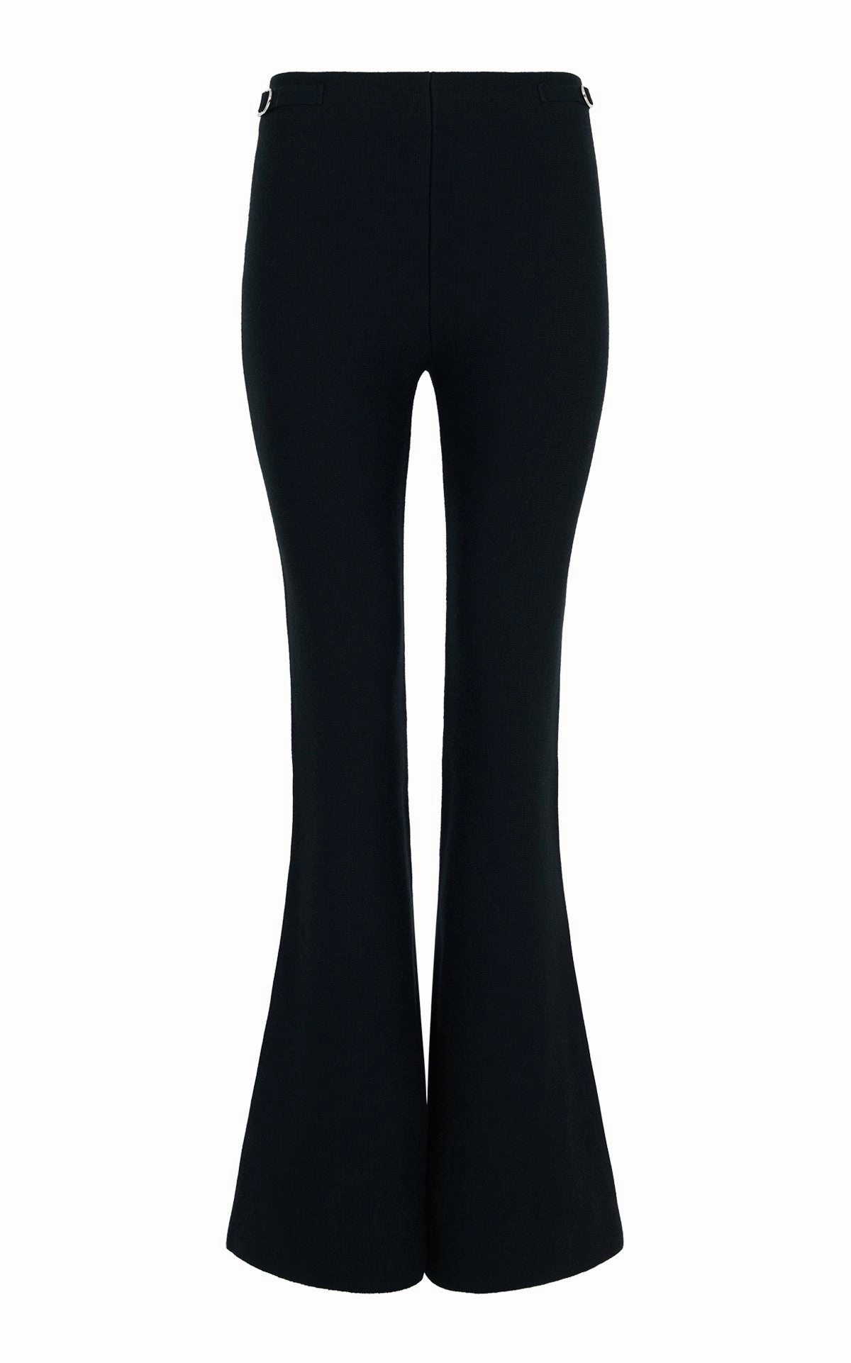 Ayala Flare Cropped Knit Pant in Black Merino Wool Cashmere Polished Feel Wrinkle Resistant