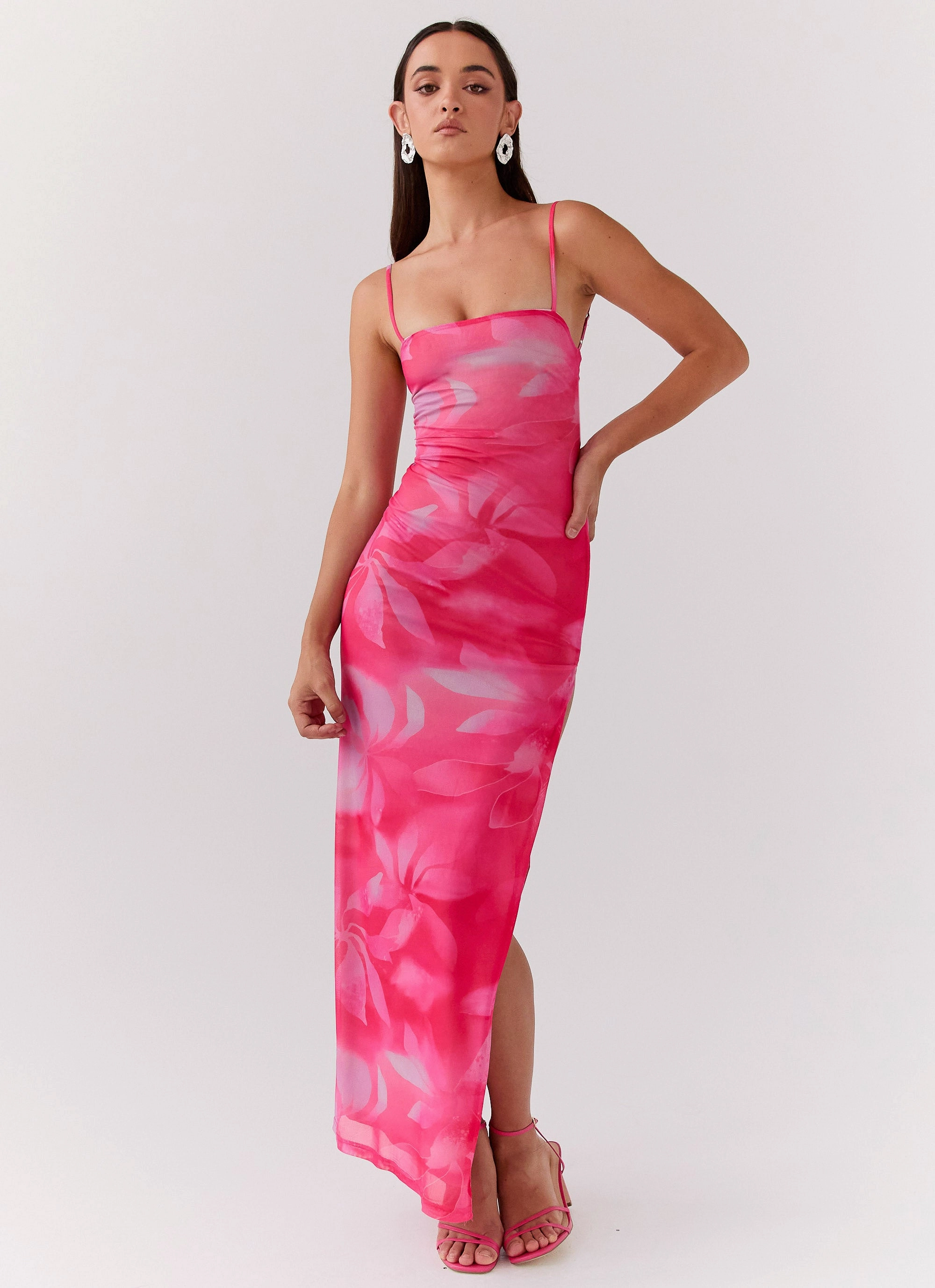 Life In Pink Maxi Dress - Abstract Bloom Spring Flow Travel-Pack
