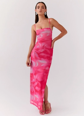Life In Pink Maxi Dress - Abstract Bloom Spring Flow Travel-Pack