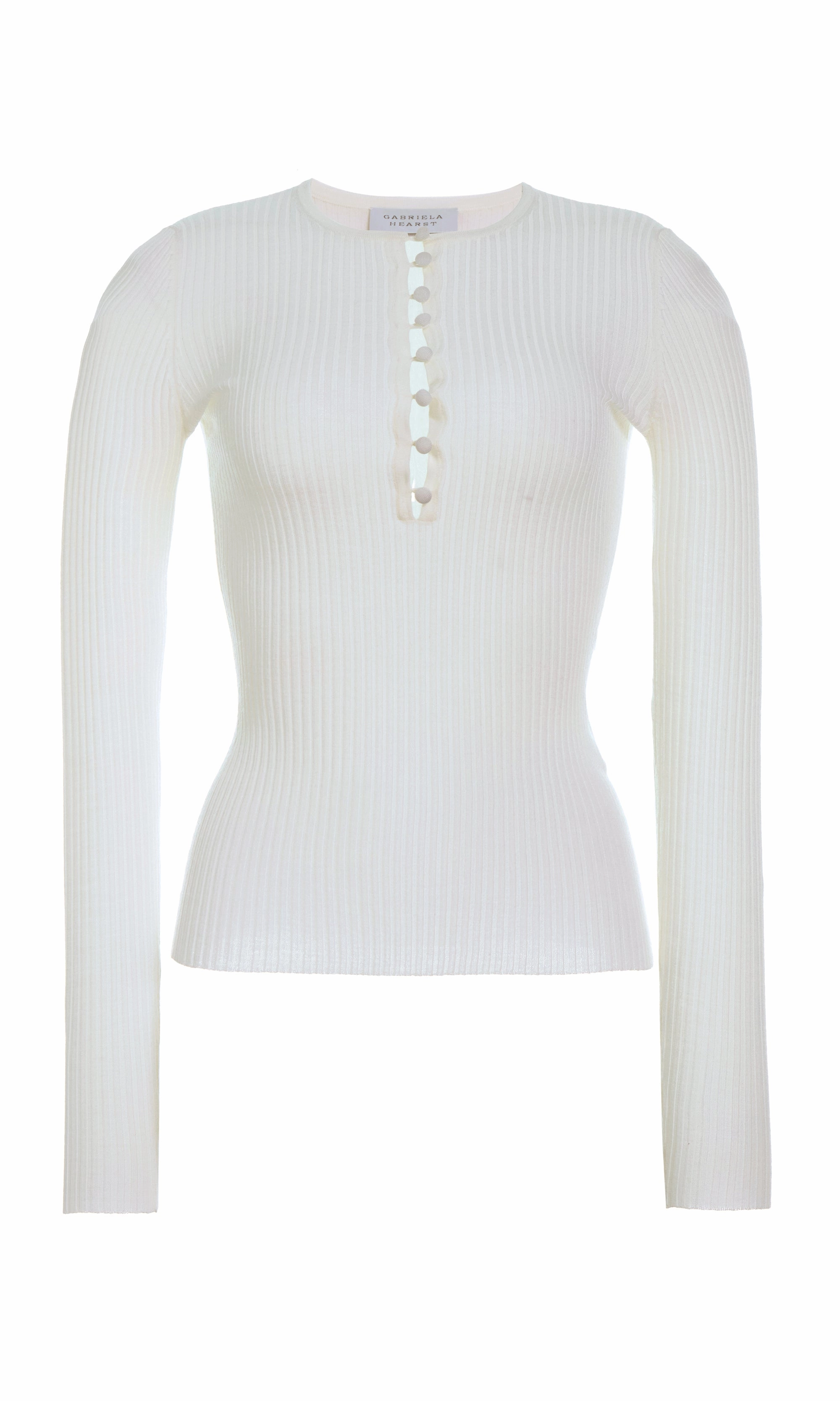 Mirta Knit Sweater in Ivory Merino Wool Machine Washable Design