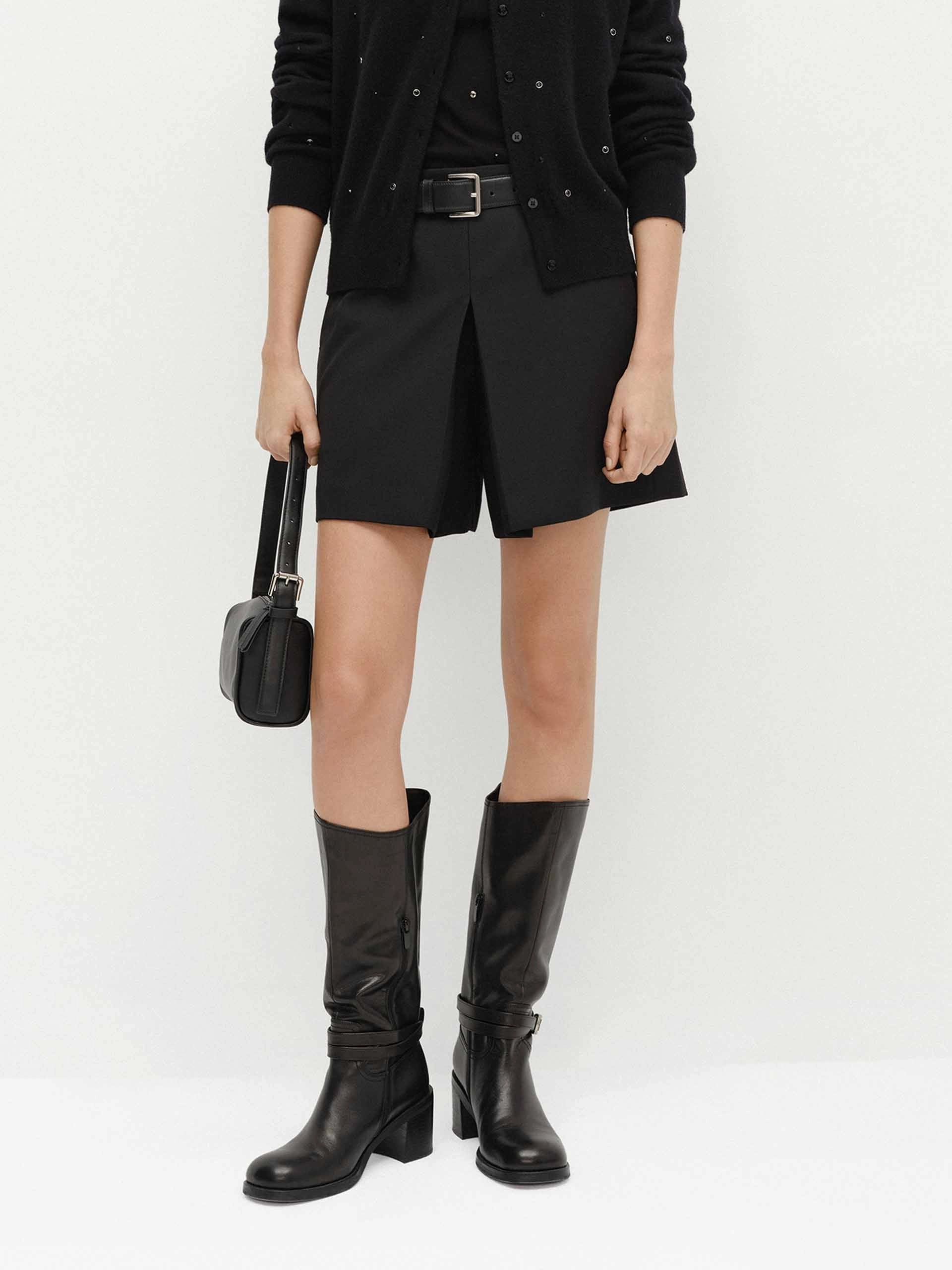 Wool Blend Belted Shorts Unisex Design Light Motion