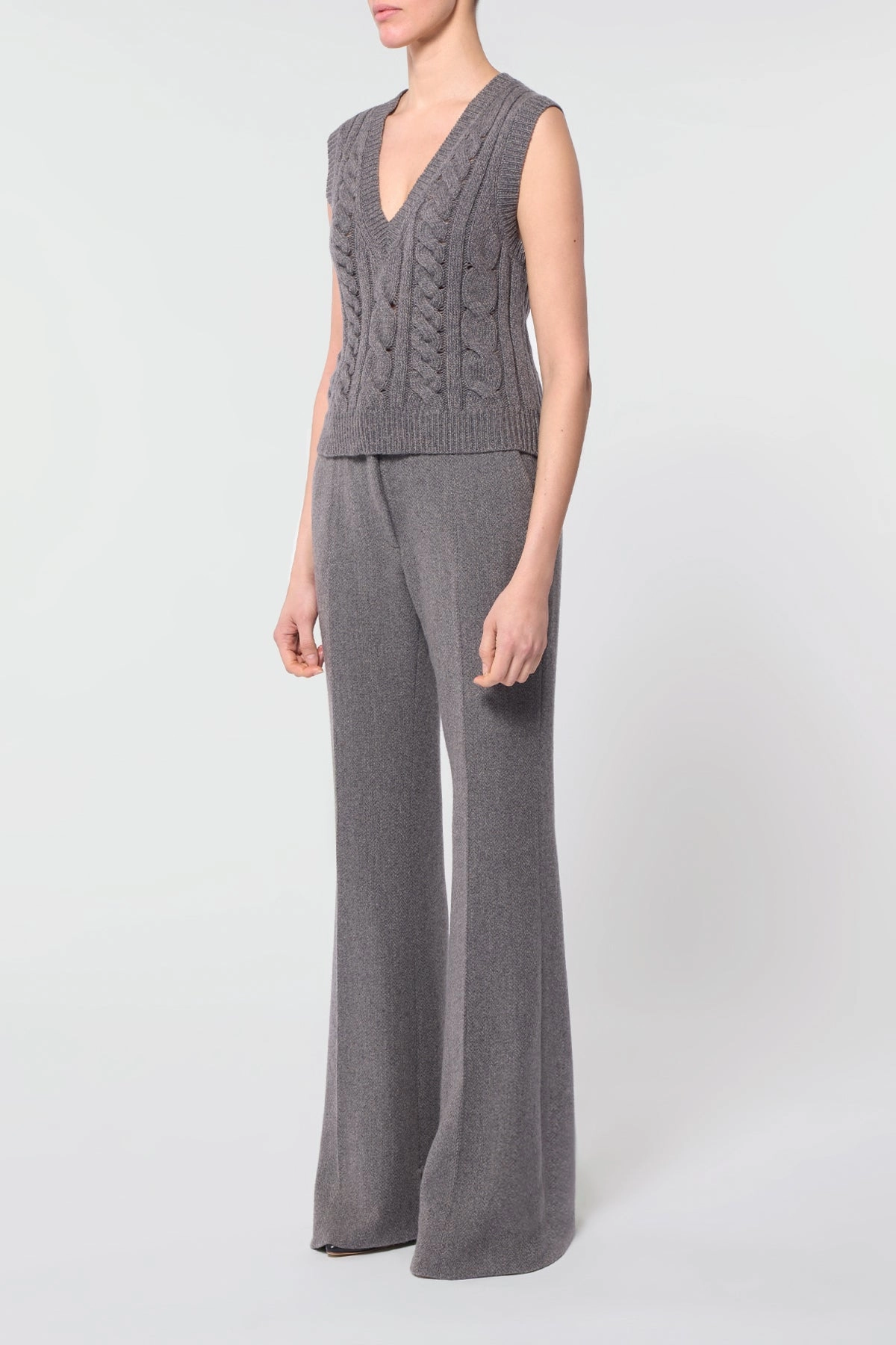 Closet Essential Selsey Knit Top in Dark Grey Multi Cashmere