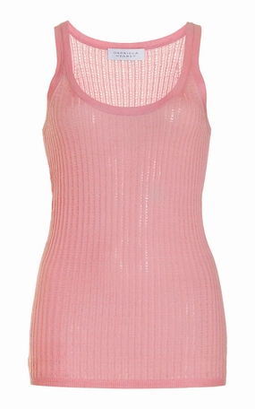 Winter Wardrobe Nevin Pointelle Knit Tank Top in Rosa Cashmere Silk