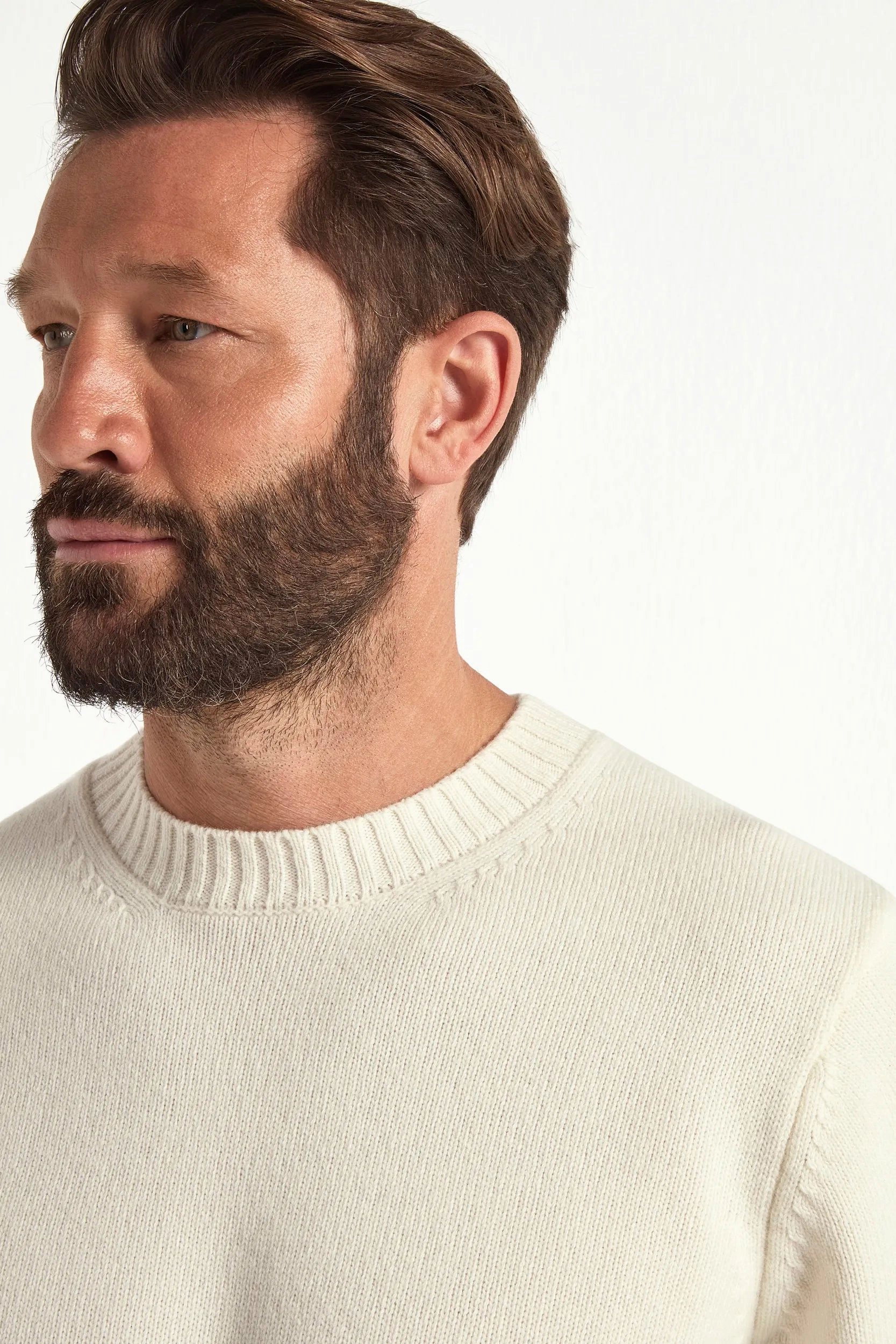 Ultra Fine Gauge Daily Ready Cream merino crewneck - Made in Italy