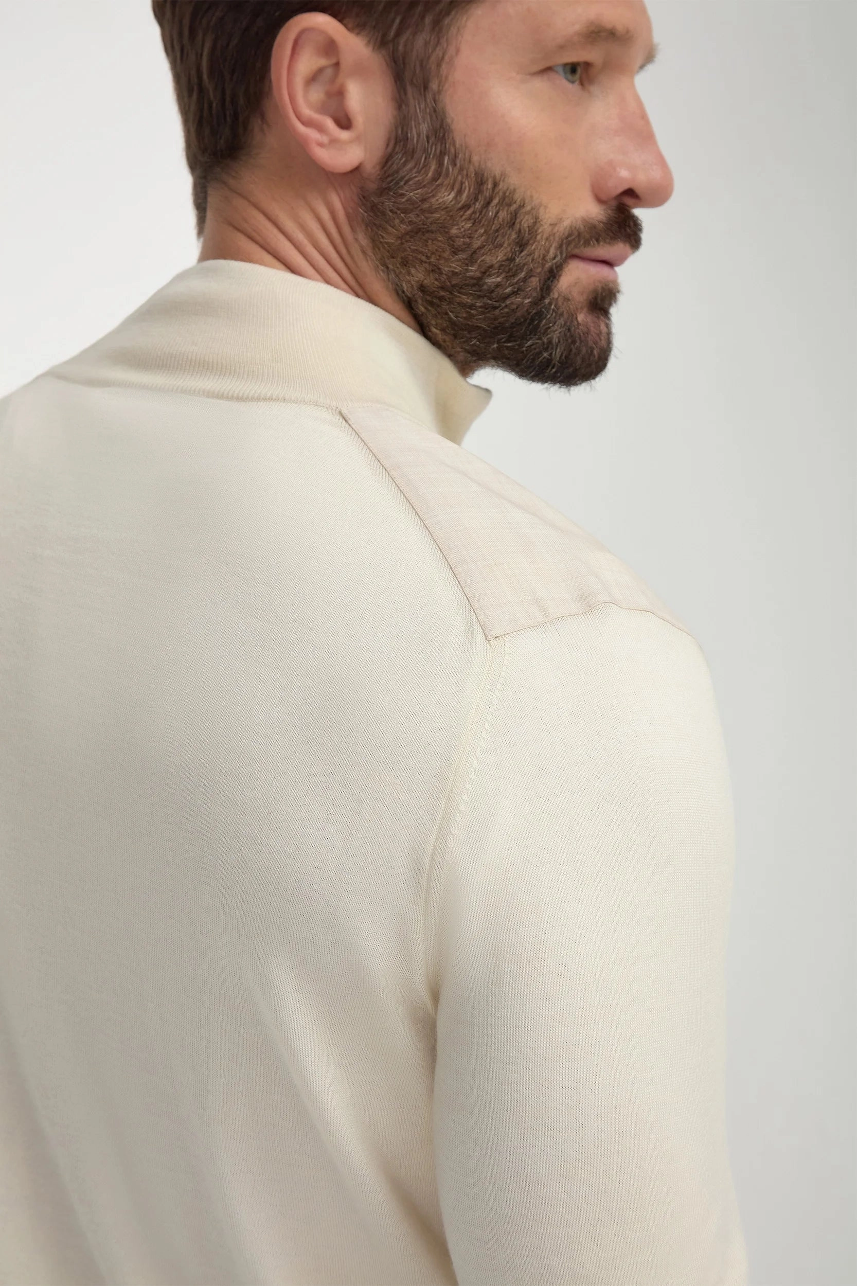 Cream wool & knit bomber - Made in Italy Evening Stroll FrayResistant Edging