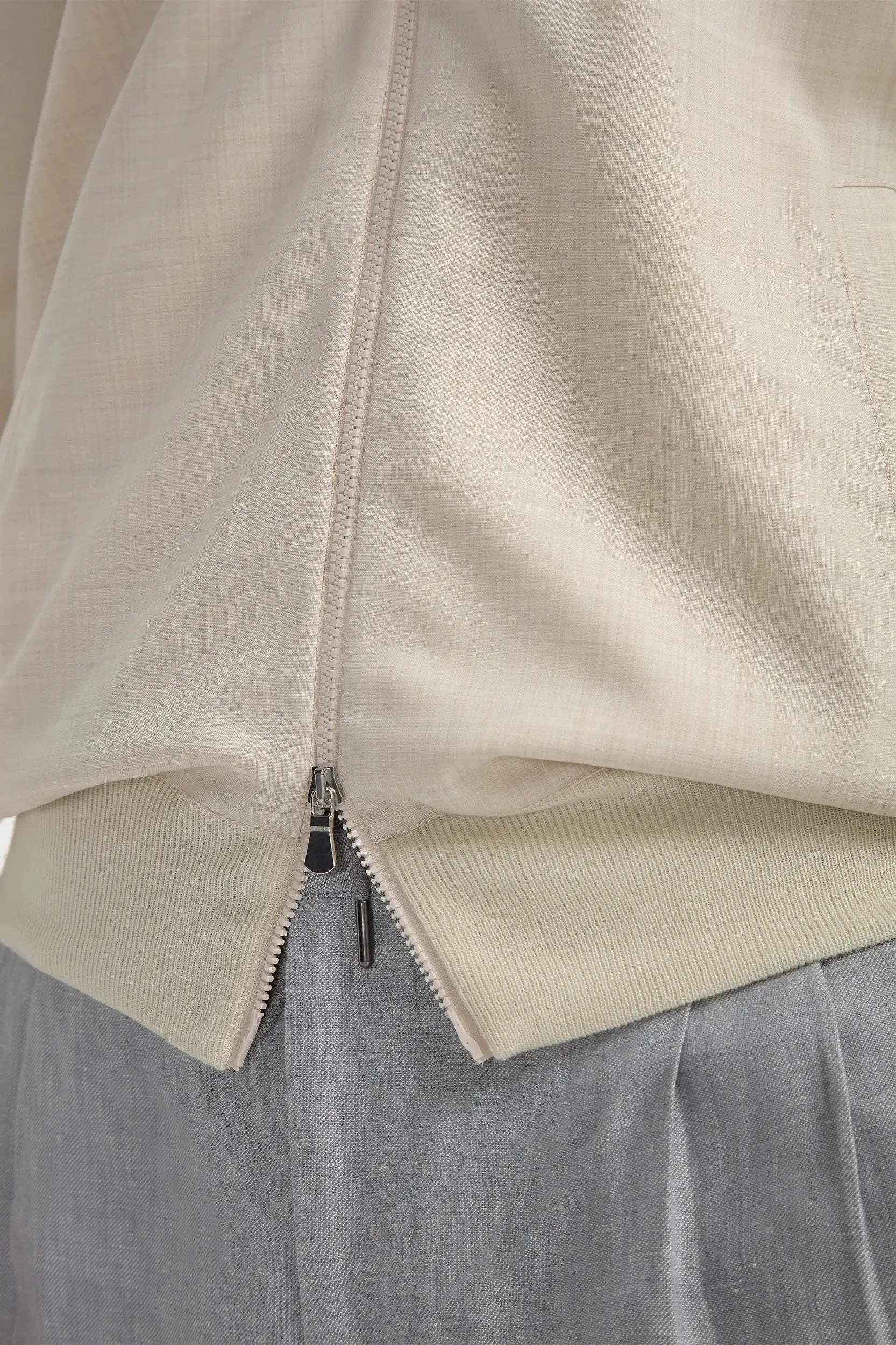 Lightweight Design Cream wool & knit bomber - Made in Italy