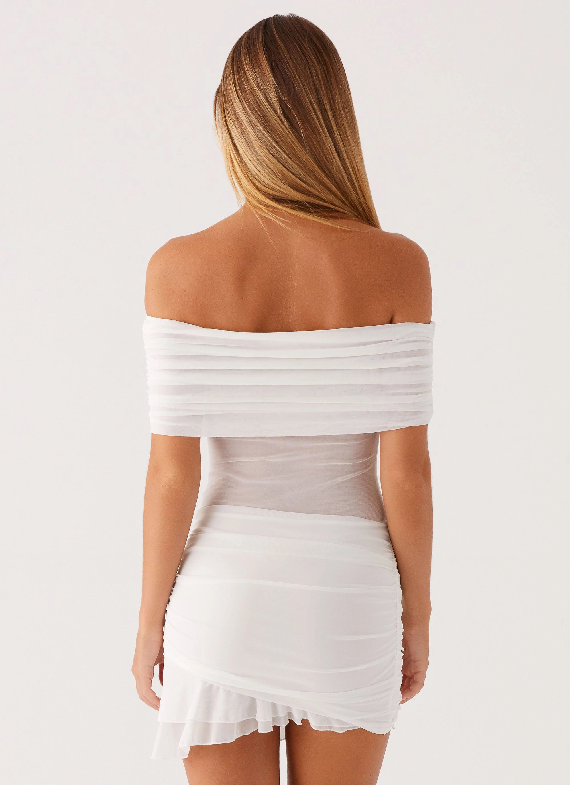 AntiFrayEdging Nelly Off Shoulder Mini Dress - White