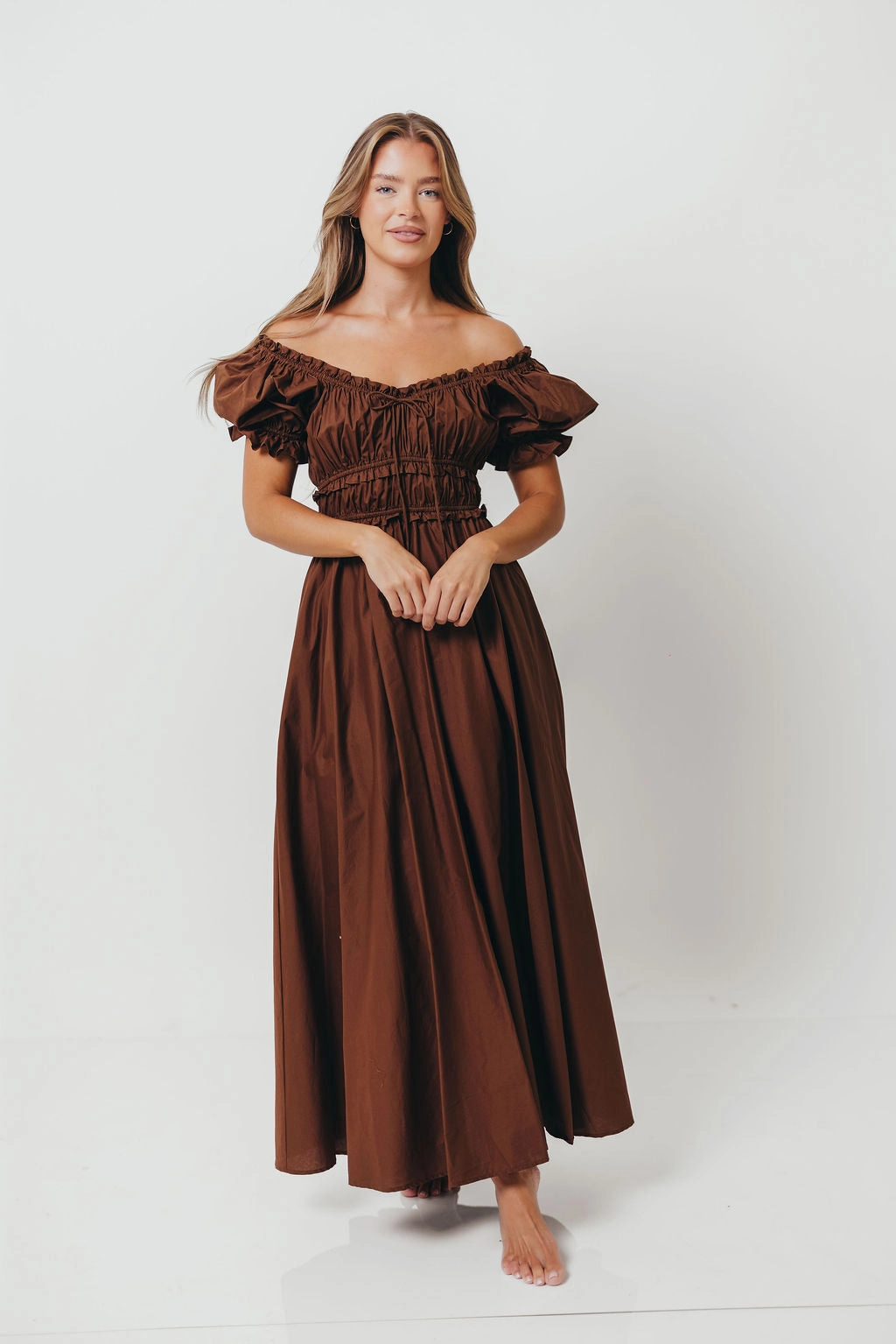 Perfect Look Sydnee Cotton Maxi Dress in Chocolate Brown - Bump Friendly - Restocking in Nov
