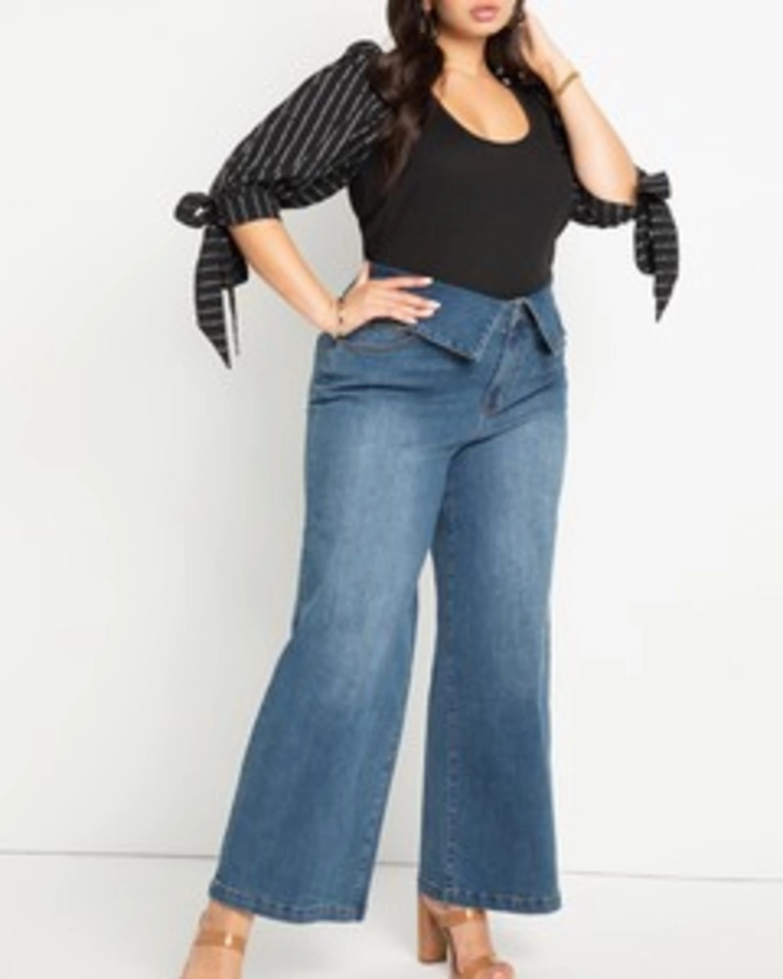 Pre Shrunk Material Neutral Lightweight Myra Foldover Waistband Jean | Dark Medium Wash