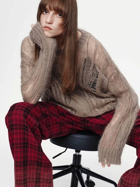 Crochet Raw Hem Sweater Crisp Design