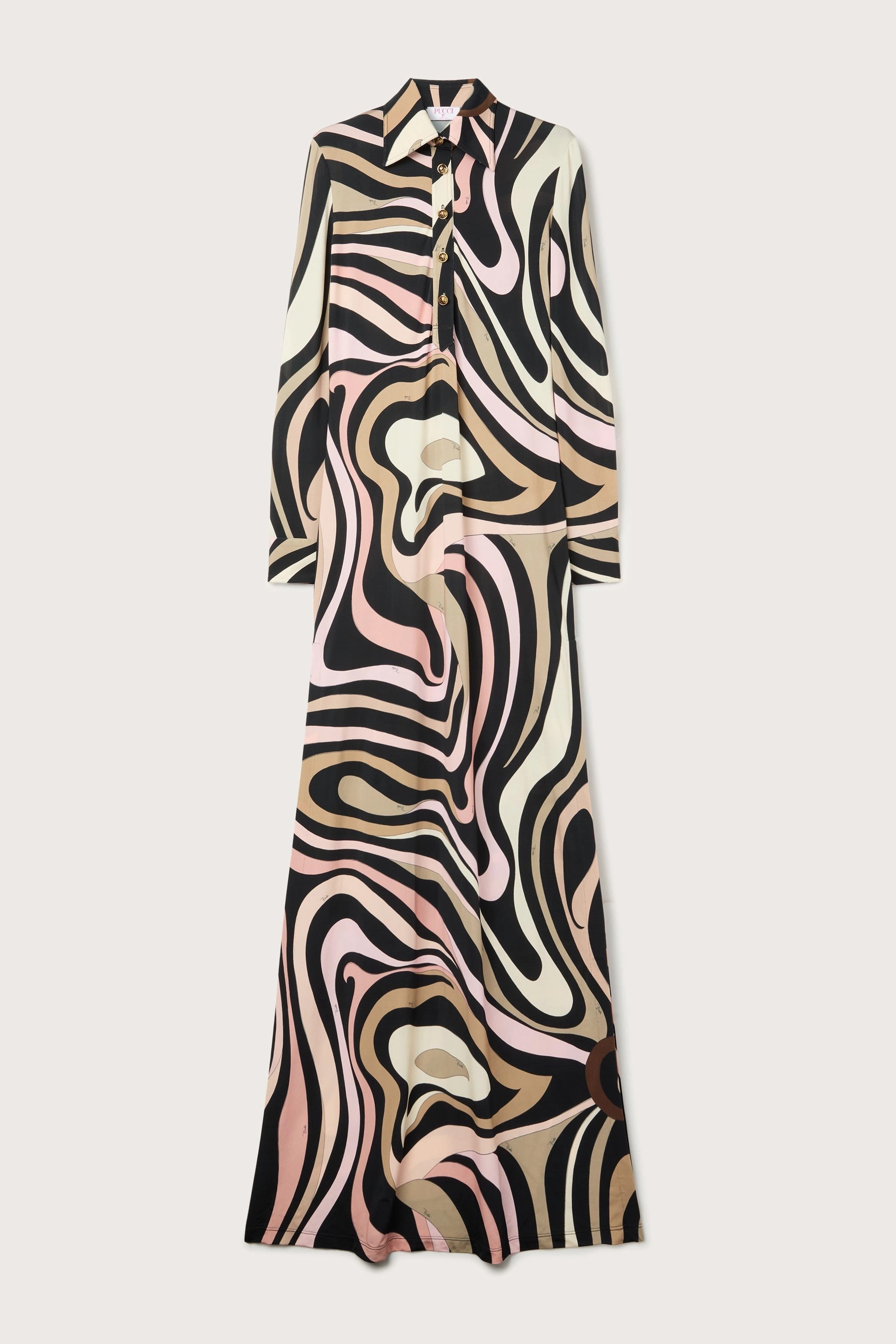 Fresh Glow Cool Layers Marmo Print Long Straight Fitted Dress