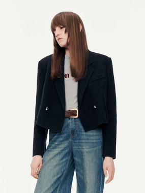 Cropped Fit Wool Blazer Hidden Ventilation Zones Simple Urban Layer