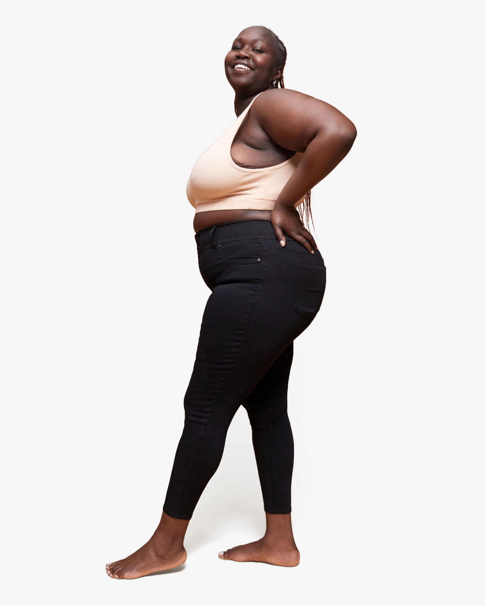 Krista Double Button Ankle Jean | Black Rugged Construction