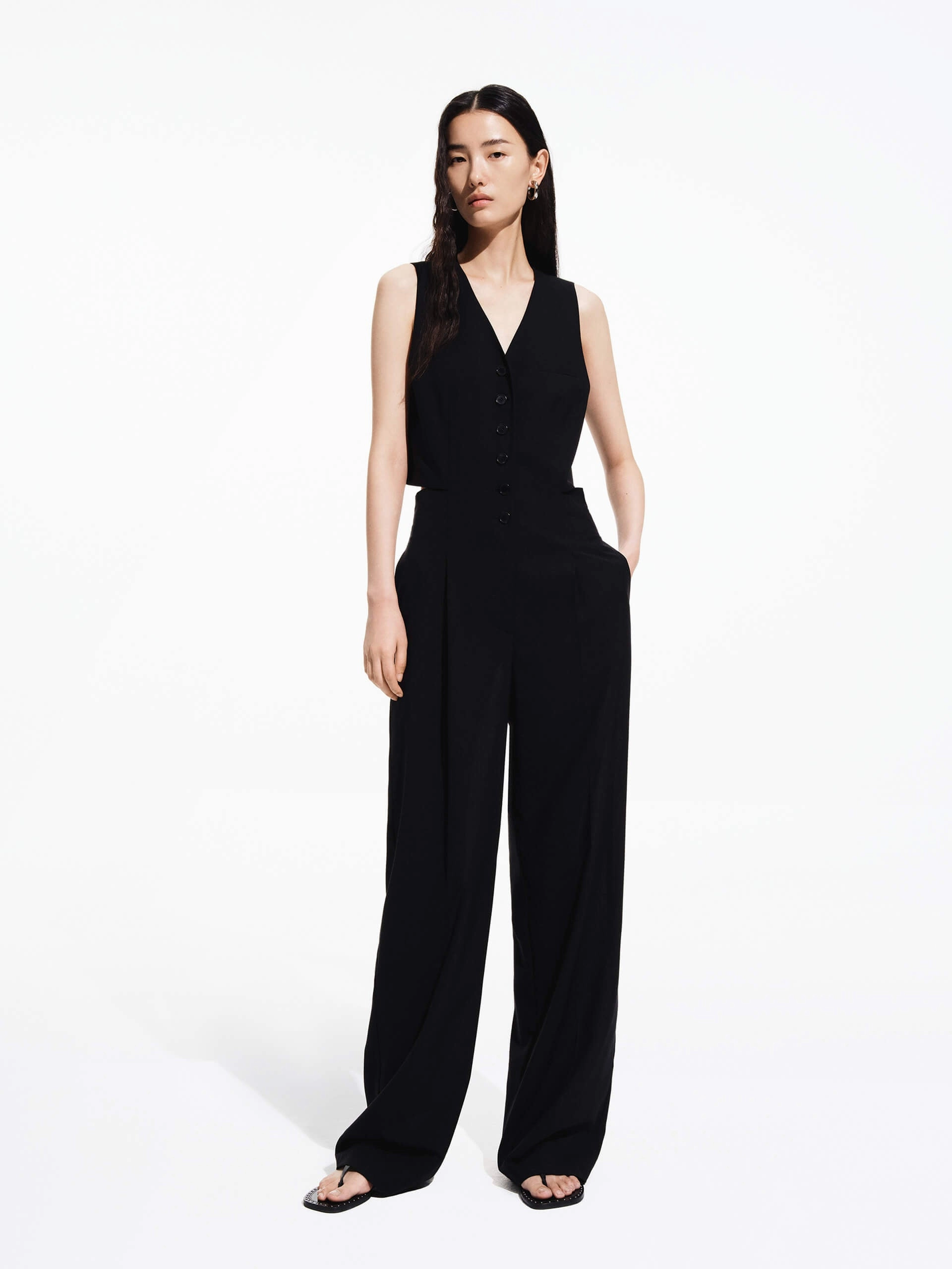Cutout Waist Jumpsuit Dance Street Stretch Couple