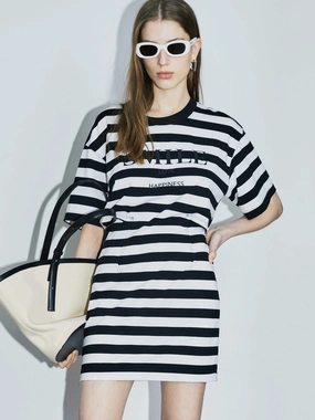 Cutout Waist Striped Dress Weekend Casual Smart Cut