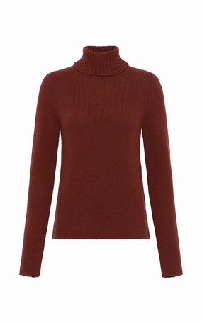 Nelle Knit Turtleneck in Burnt Sienna Cashmere Basic Style Polished Edge