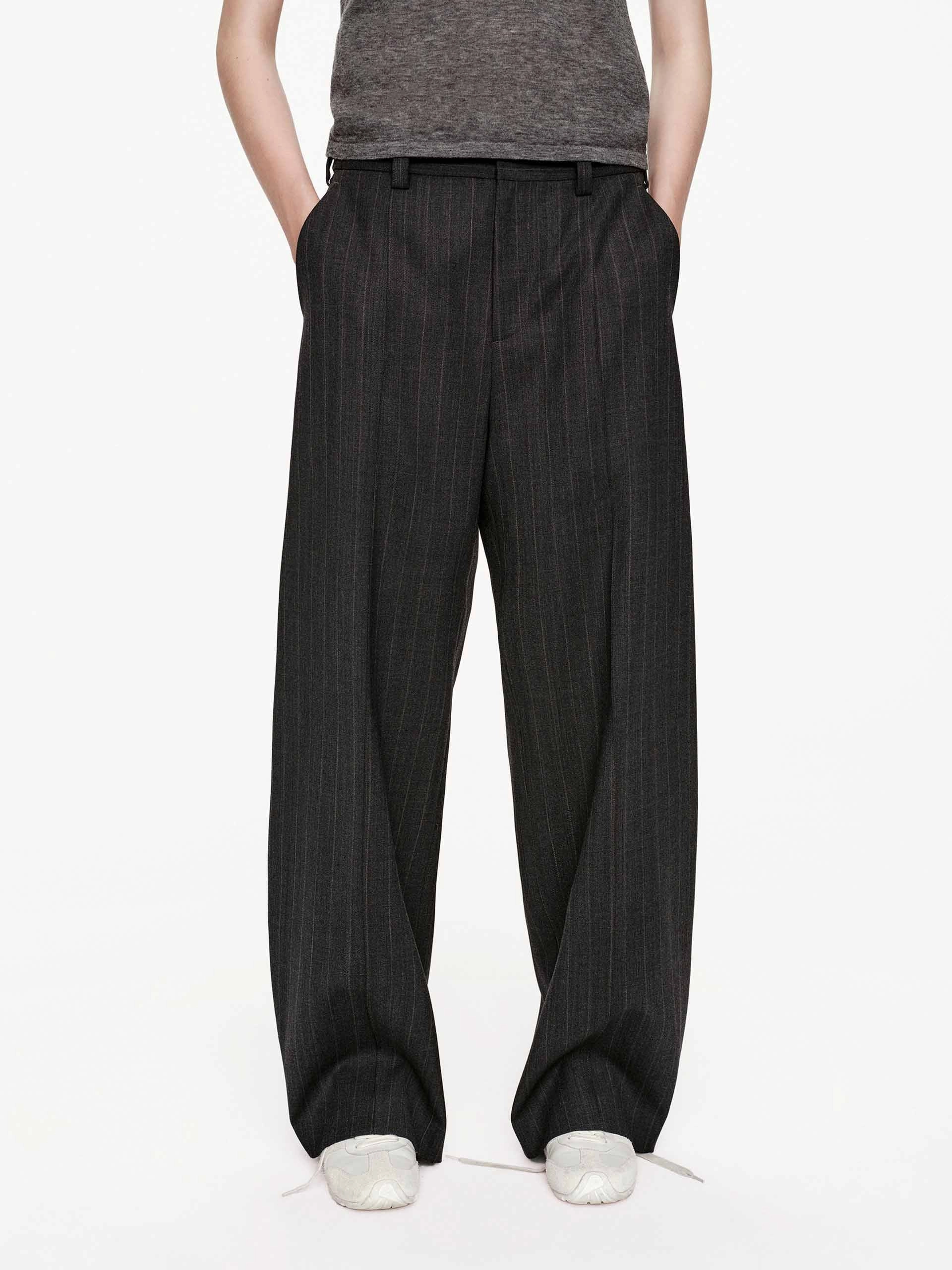Pinstripe Barrel Leg Trousers Tall Length