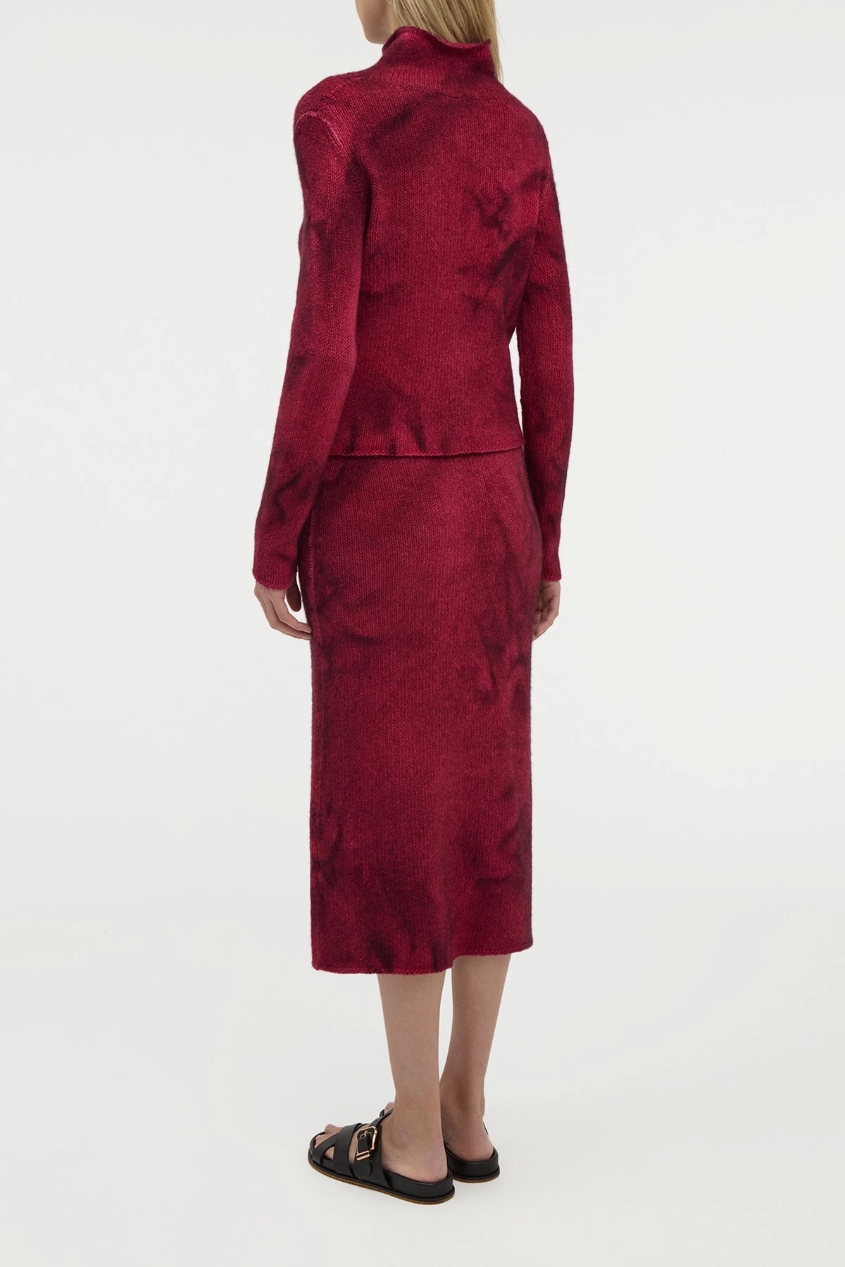 Daina Cropped Knit Turtleneck in Bordeaux Cashmere Under Jacket Office Comforted