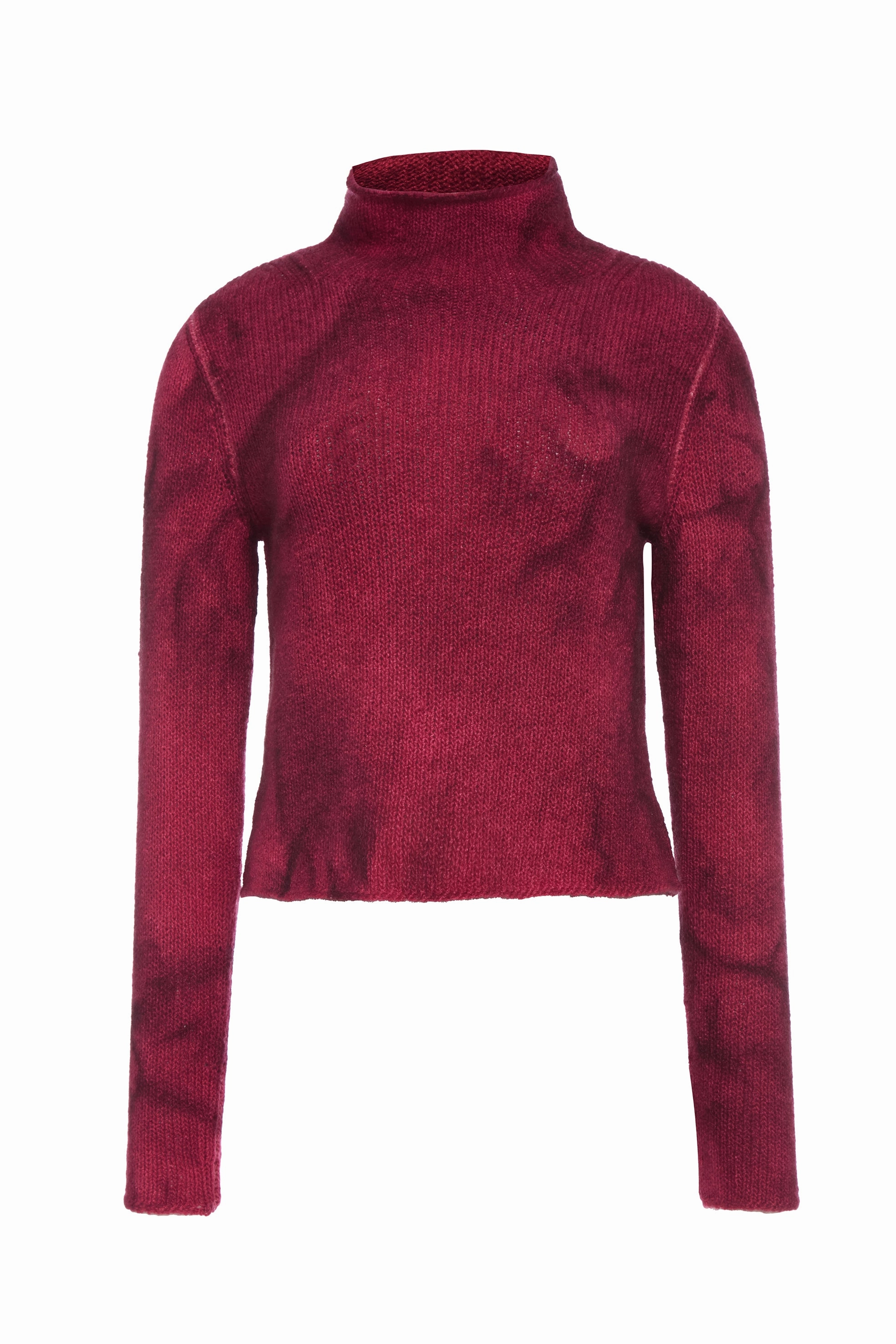 Daina Cropped Knit Turtleneck in Bordeaux Cashmere LowImpact Dye