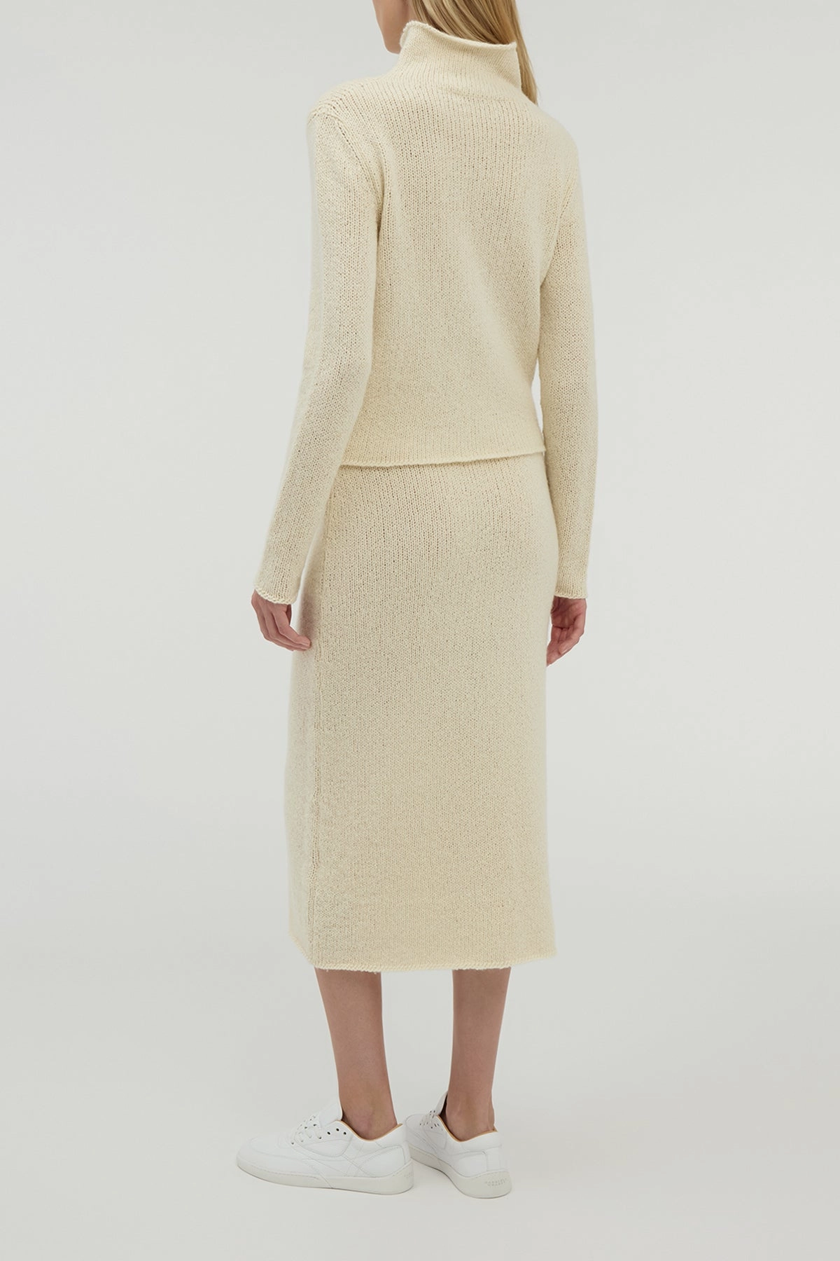 Daina Cropped Knit Turtleneck in Ivory Cashmere Early Chill Fresh Layer