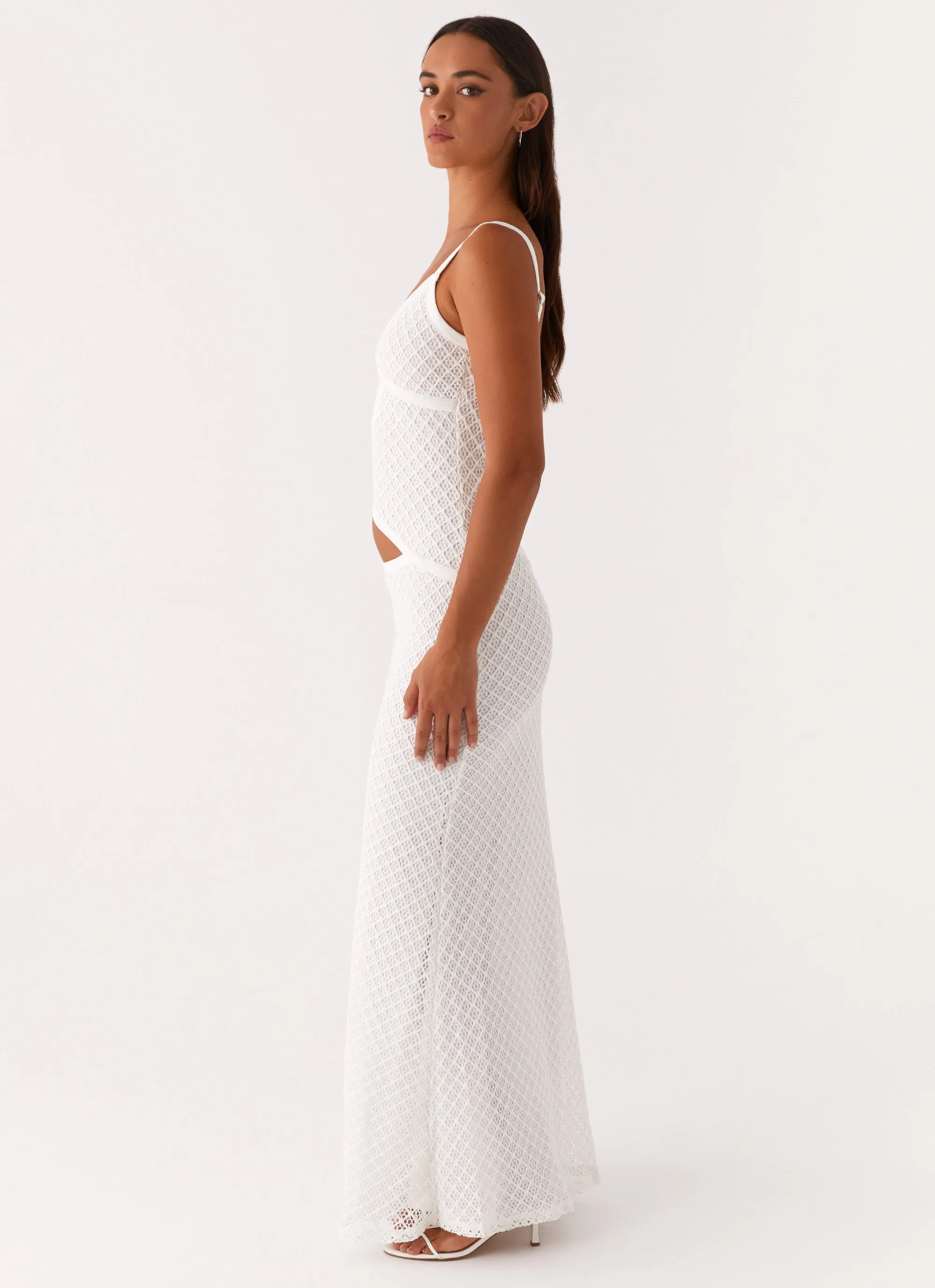 Work Mood Jocelyn Maxi Dress - White Crochet