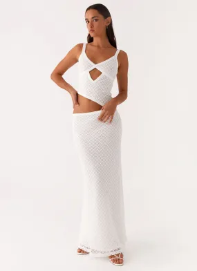 Jocelyn Maxi Dress - White Crochet Sophisticated Design WideCollarDesign