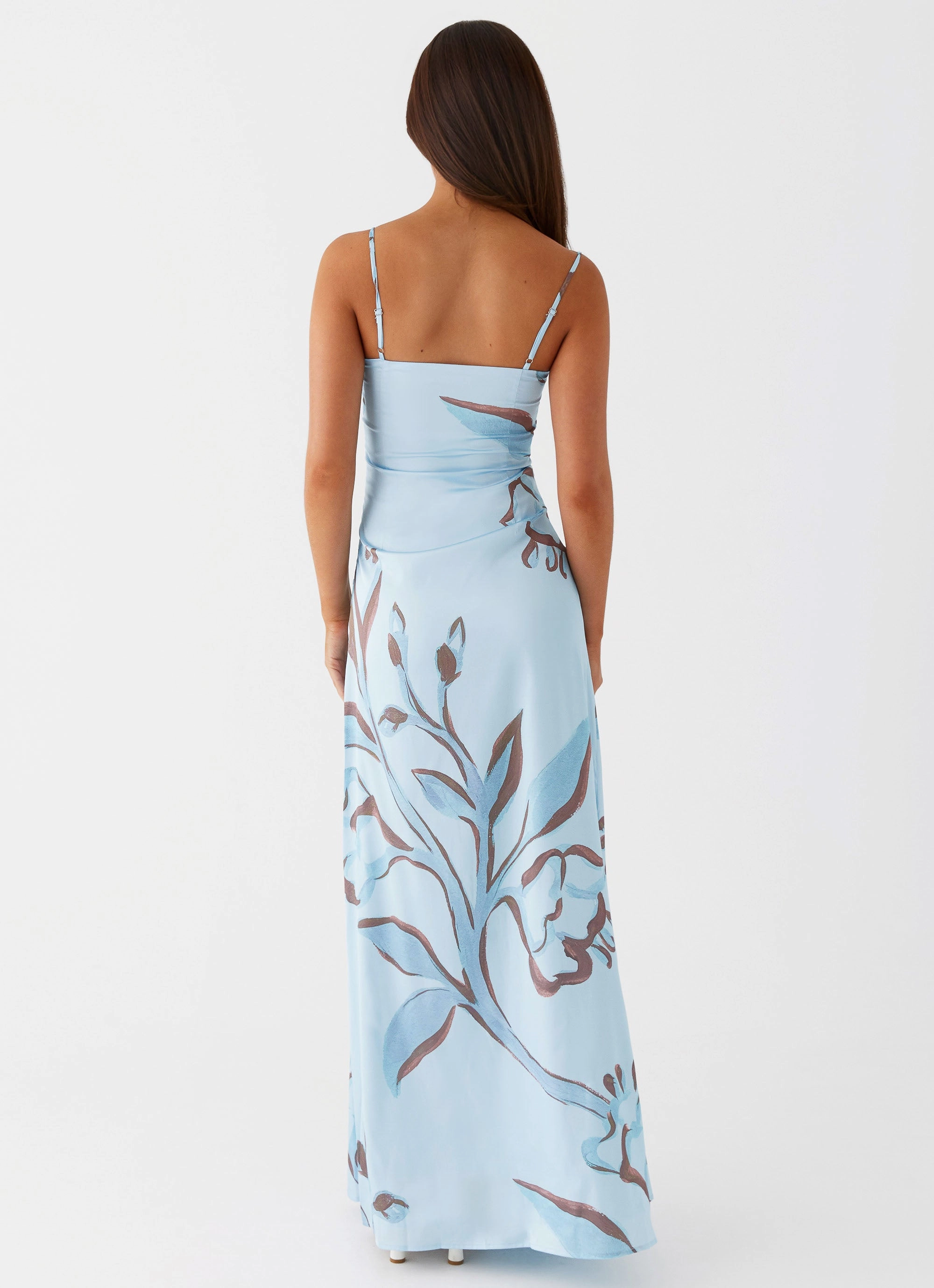 Edgy Layers Aster Bloom Maxi Dress - Blue Floral