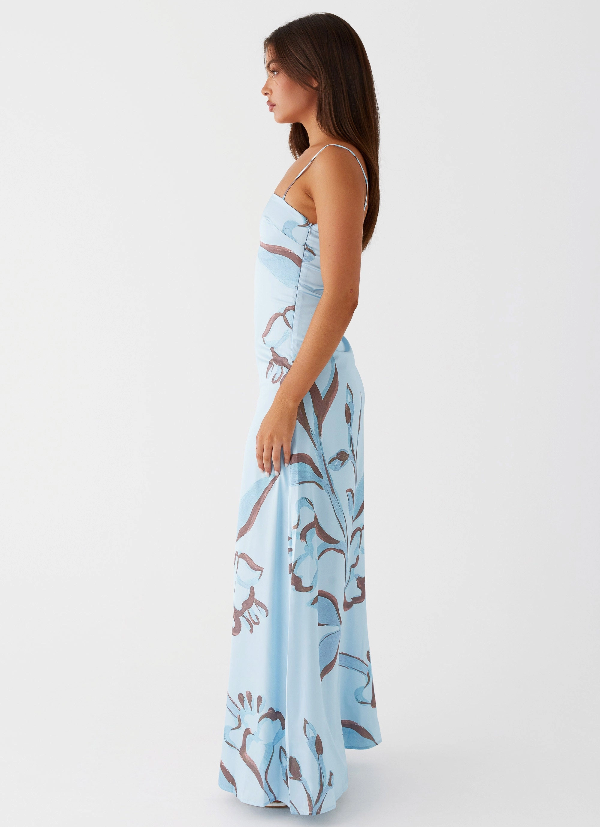 Aster Bloom Maxi Dress - Blue Floral Baby-Shower All Occasion