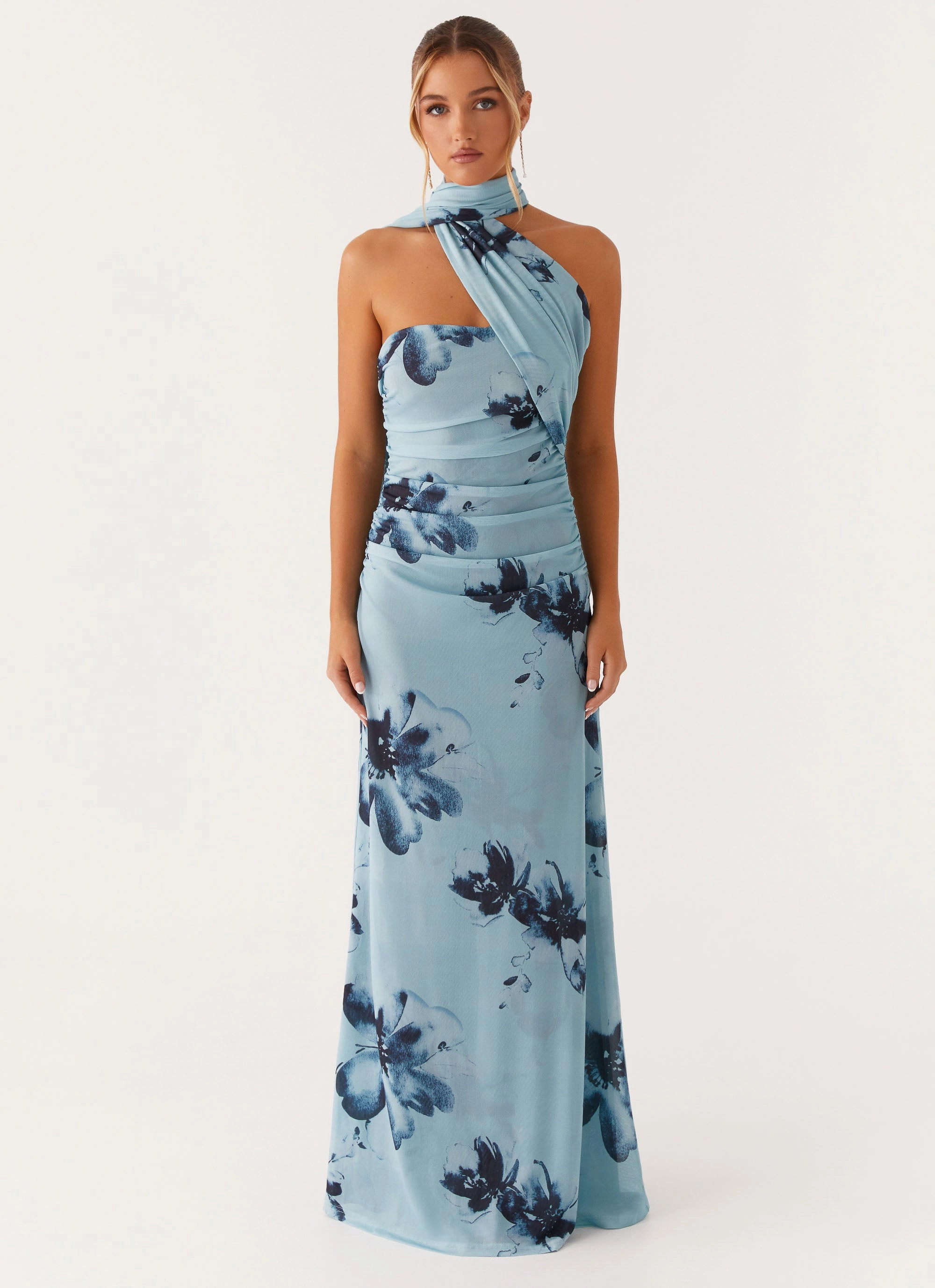 Songbird Maxi Dress - Blue Black Floral HypoallergenicFiber Clean Mood