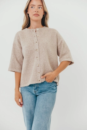 Davina Button-up Sweater in Mocha Layered Warmth