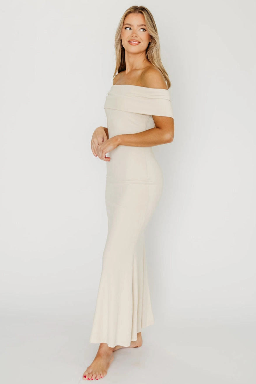Urban Drape Summer-Season Monroe Maxi Dress in Ivory - Bump Friendly