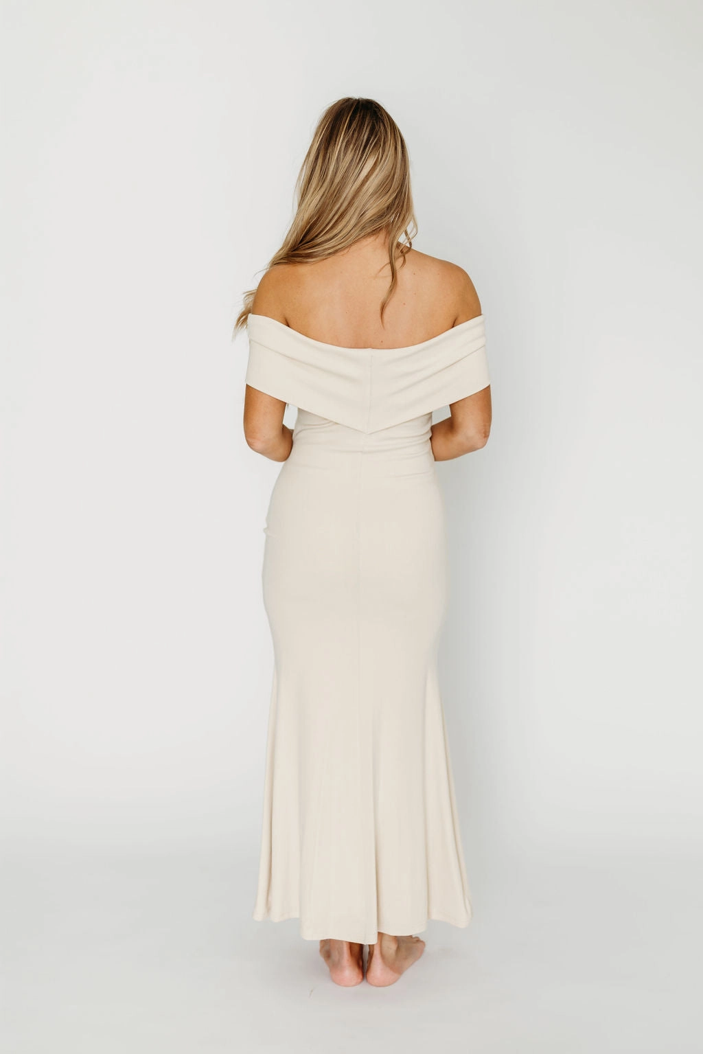 Theater-Night Chic Appeal Monroe Maxi Dress in Ivory - Bump Friendly