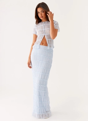 Daydreaming Low Rise Maxi Skirt - Blue Friction Free Tear Resistant Material