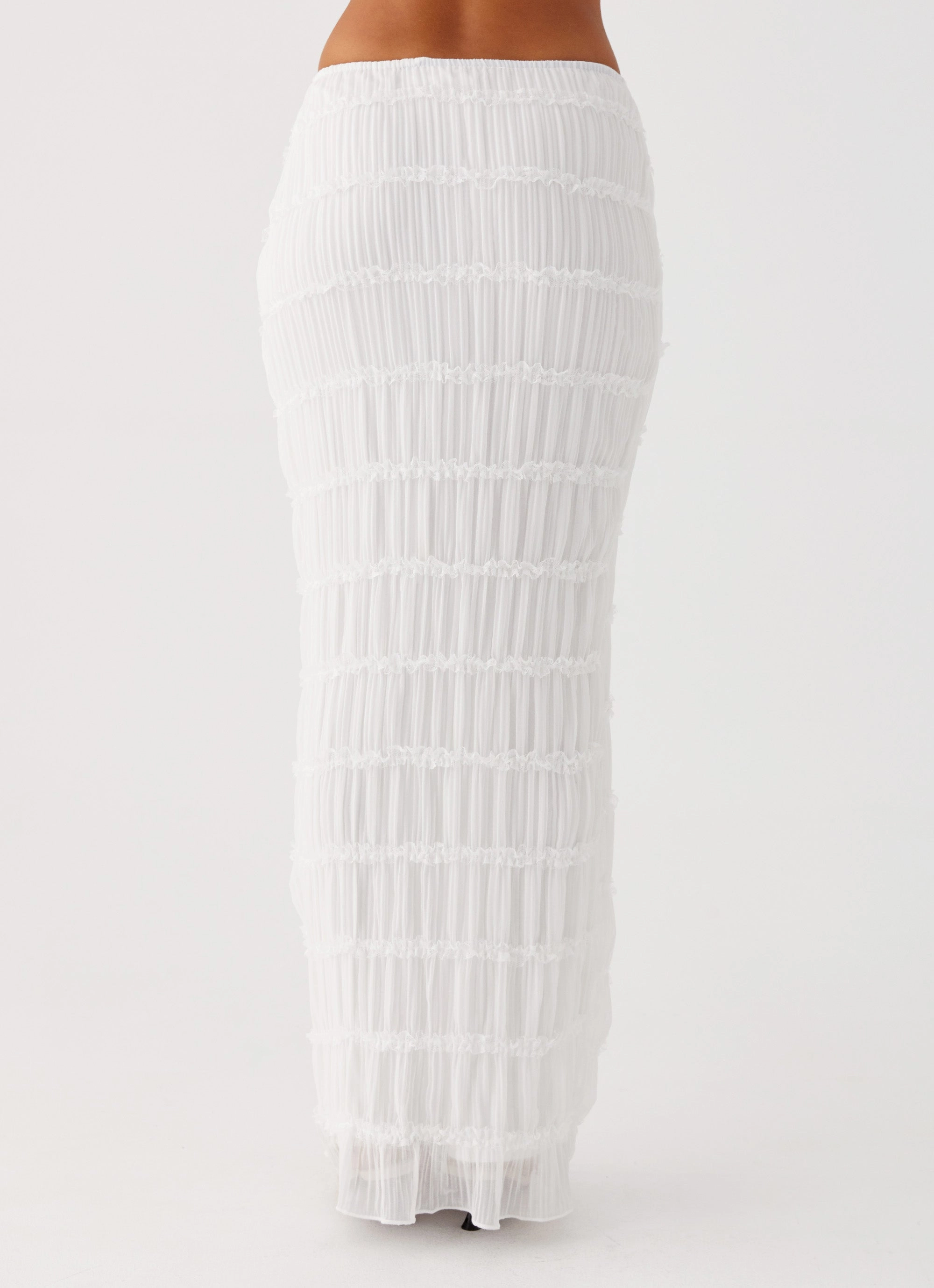 Seasonal special Wearable Art Daydreaming Low Rise Maxi Skirt - White