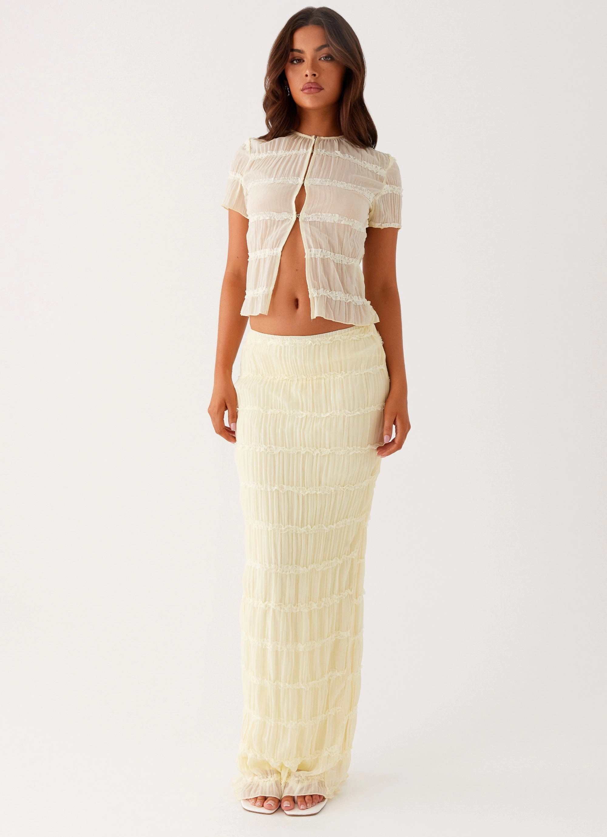 Daydreaming Low Rise Maxi Skirt - Yellow Urban Pulse Airy Feel