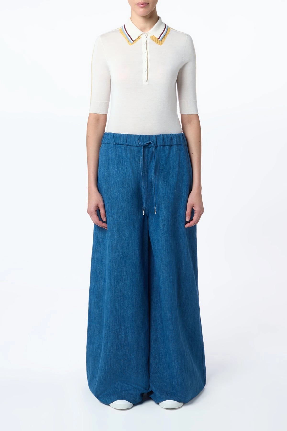 Flexible Ribbing Machine Washable Design Wendelyn Knit Short Sleeve Polo In Ivory Multi Cashmere Silk