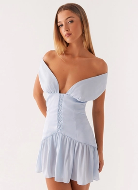 Dear Diary Mini Dress - Pastel Blue Fall Style