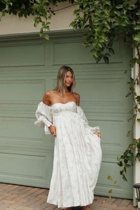 Dear Skye Floral Dress in Blue Holiday-Party