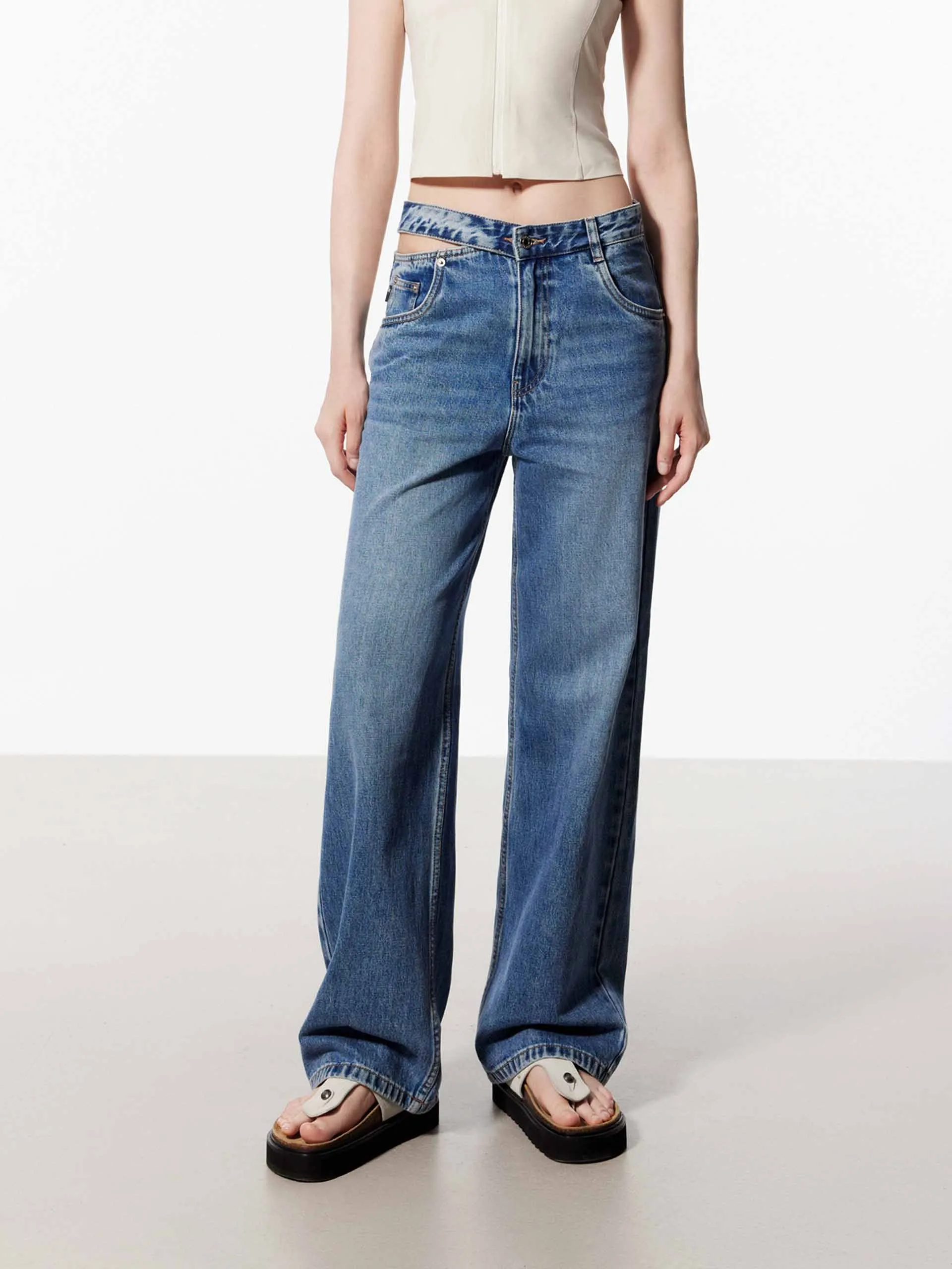 Travel Ease Deconstructed Cotton Jeans