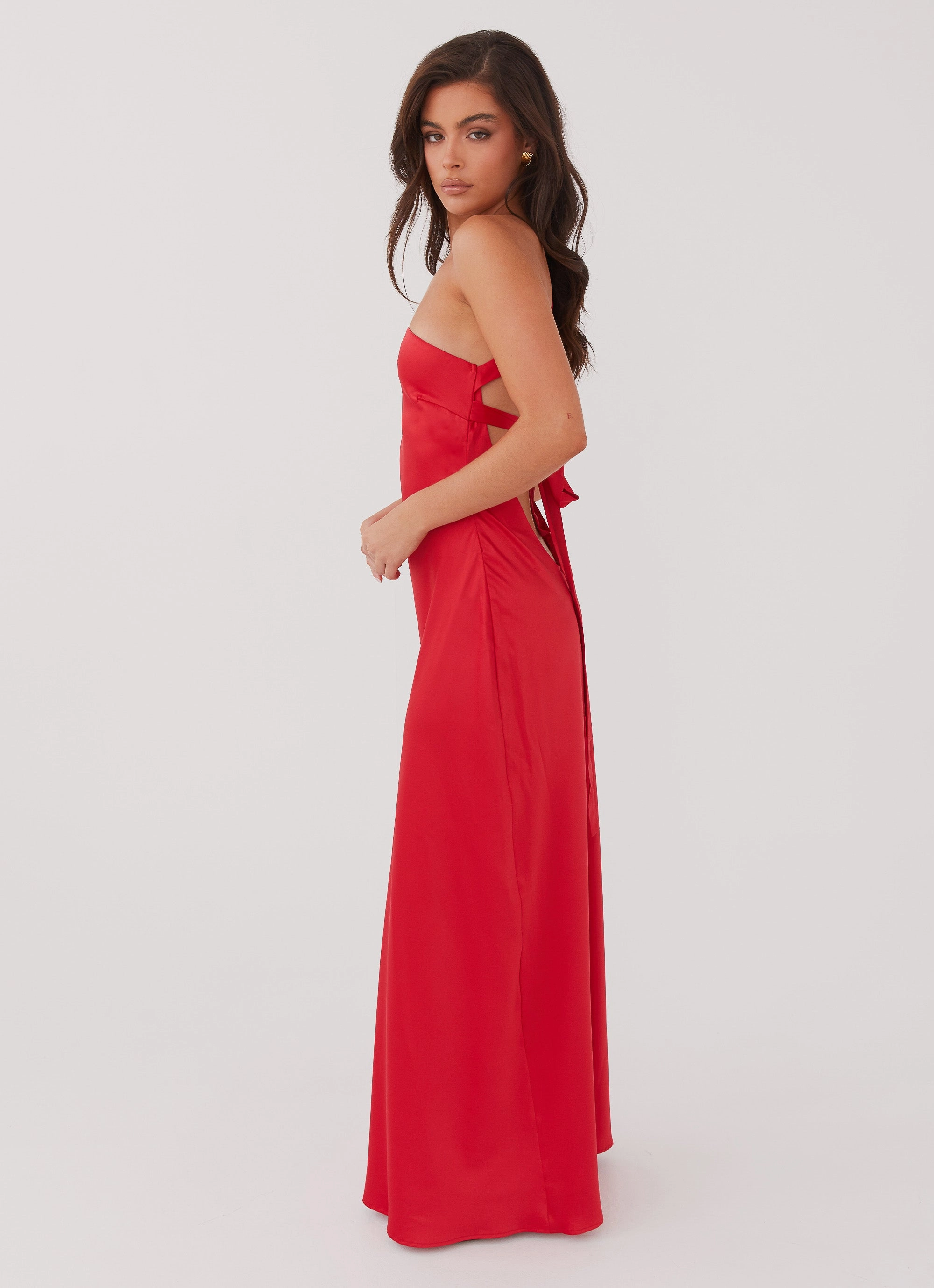 Polished Motion Delancy One Shoulder Maxi Dress - Rouge Red