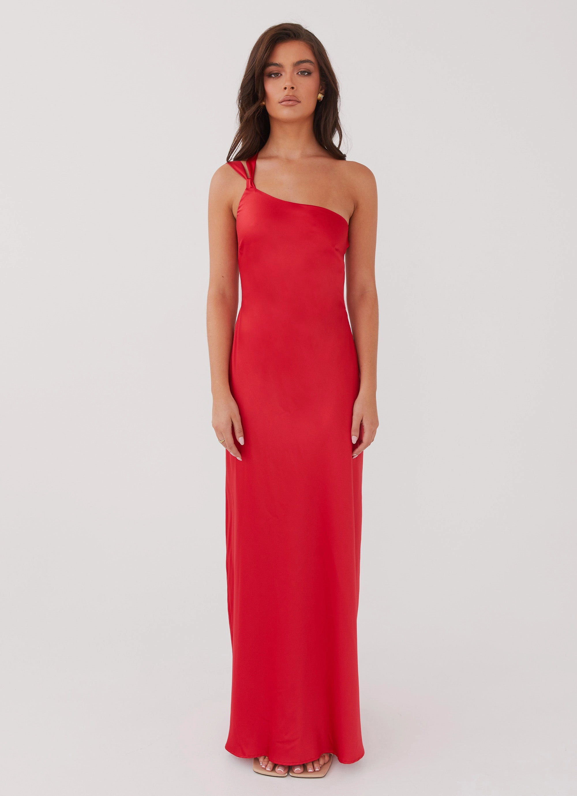 City Layer All Moments Delancy One Shoulder Maxi Dress - Rouge Red